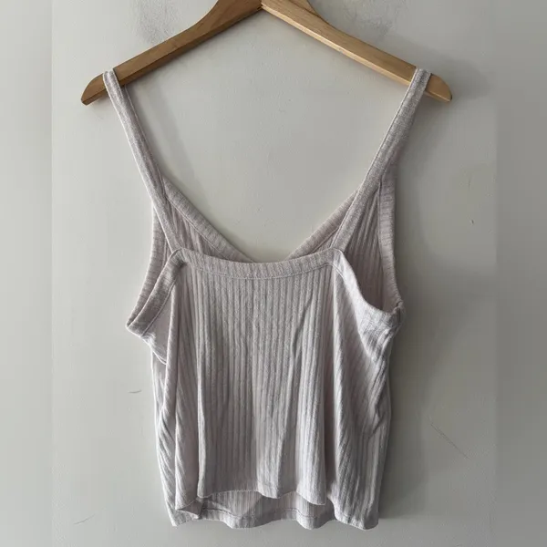 American Eagle Soft & Sexy Rib White‎ V Neck Tank Top - Image 3