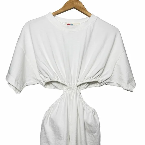 Free People FP Beach Women's XS Dandelion Mini‎ Dress Cutout White Short Sleeve Euro Summer - Image 4