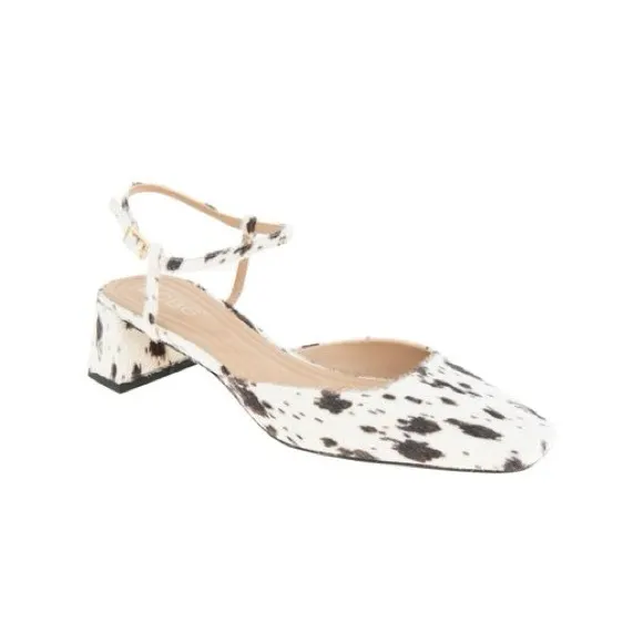 NEW BCBG Dalmatian Print Ankle Strap Heels Cow Print Square Toe Calf Hair - Image 2