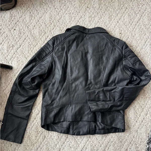 Shinestar Black Faux Leather Biker Jacket - Image 3