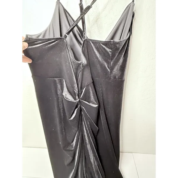 SHEIN Bae Black‎ Dress Velvet Spaghetti Strap 2XL Plus Prom Ruched Stretch New - Image 15