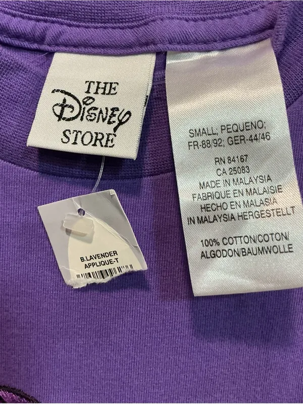 Vintage Disney Store Dopey Embroidered Thick‎ Tee Shirt Purple NWT Deadstock S - Image 4