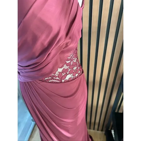 David’s bridal one shoulder with lace long maxi bridesmaid dress a size 4 color - Image 2