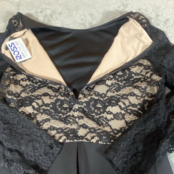 Ralph Lauren Cocktail Dress Women‎ 12 Keanu Lace Inset Long Slv Black Formal NWT - Image 4