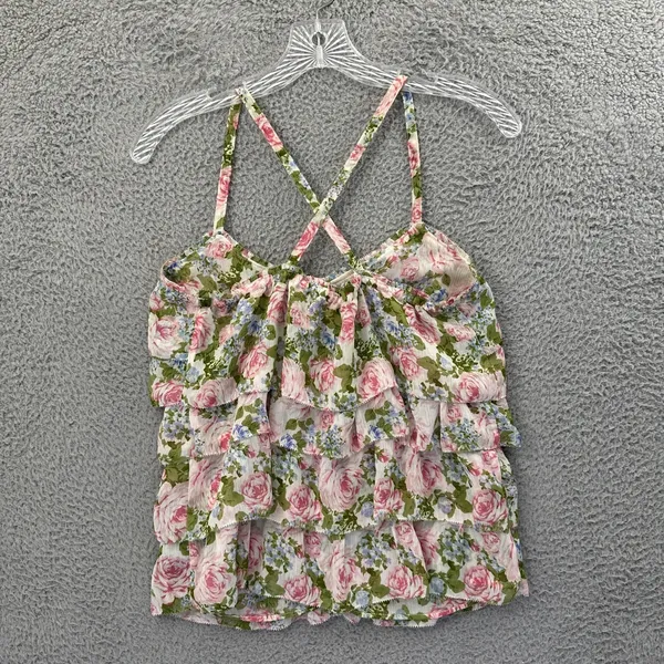 Y2K Abercrombie & Fitch Tiered Floral Cami Babydoll‎ Top Cottagecore Women's XS - Image 3