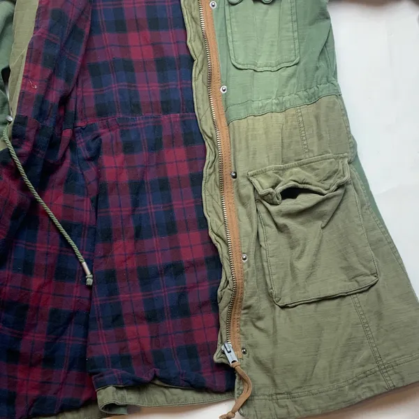 Free People size small jacket military green trench academia 80s retro patch - Image 10