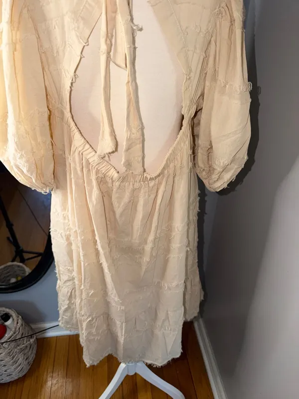Listicle 100% Cotton Cream Midi Dress - Image 8
