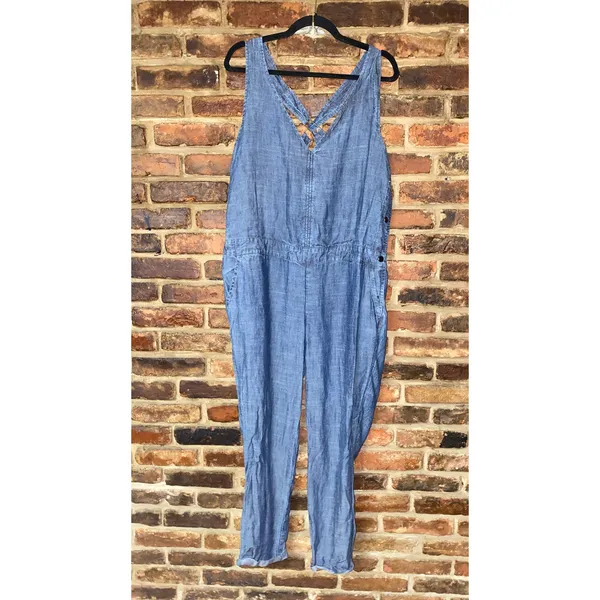 Michael Stars Blue Chambray Sleeveless Overall Jumpsuit Women's Size Large - Image 5