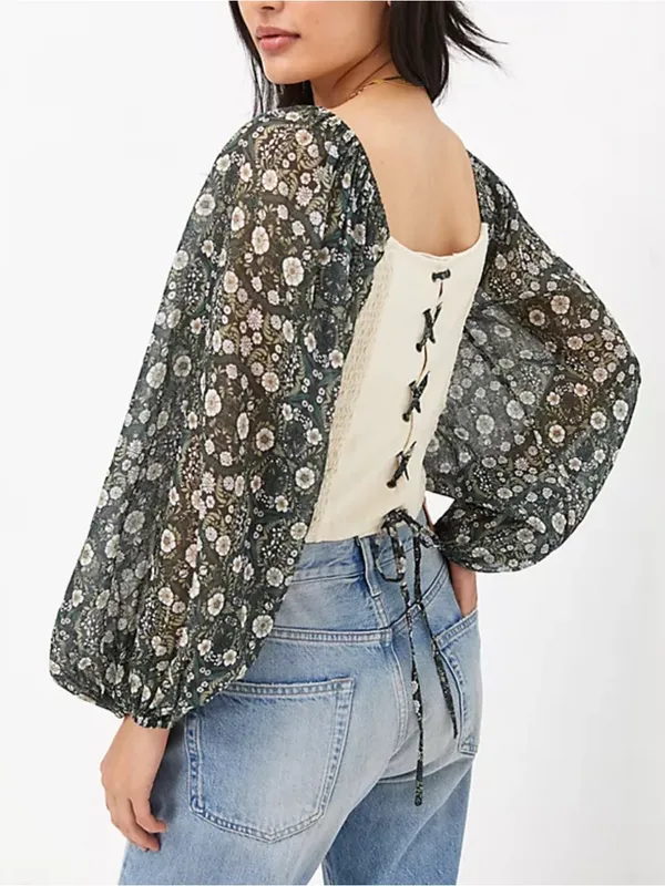 Anthropologie Forever That girl Smocked Balloon-Sleeve Top Small - Image 2