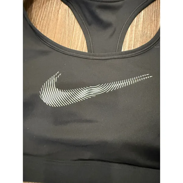Nike‎ Swoosh Dri-FIT Womens Black Racerback Sports Bra Graphic Logo Large - Image 4