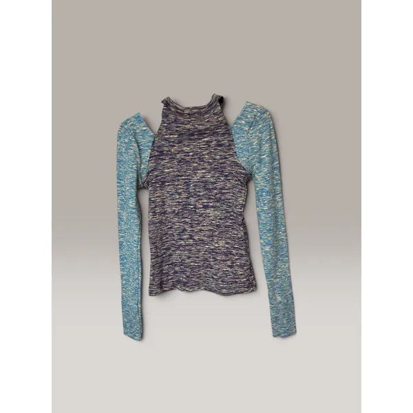 We The Free Free People Cold Shoulder Space Dye Top Cool Combo OB1506198 Medium - Image 3