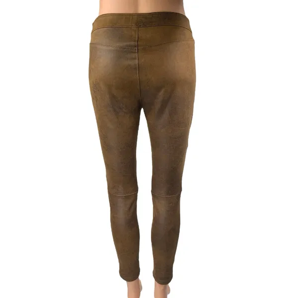 Free People Never Let Go Brown Faux Suede Leather Skinny Leggings Pants Size 4 - Image 3