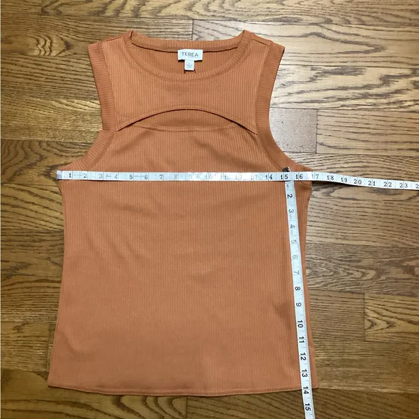 Terea Ava Ribbed Cut out tank Terracotta Size Large - Image 12