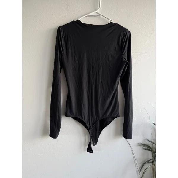 Abercrombie & Fitch Womens Black Long Sleeve Crew Neck Snap‎ Bottom Bodysuit M - Image 3
