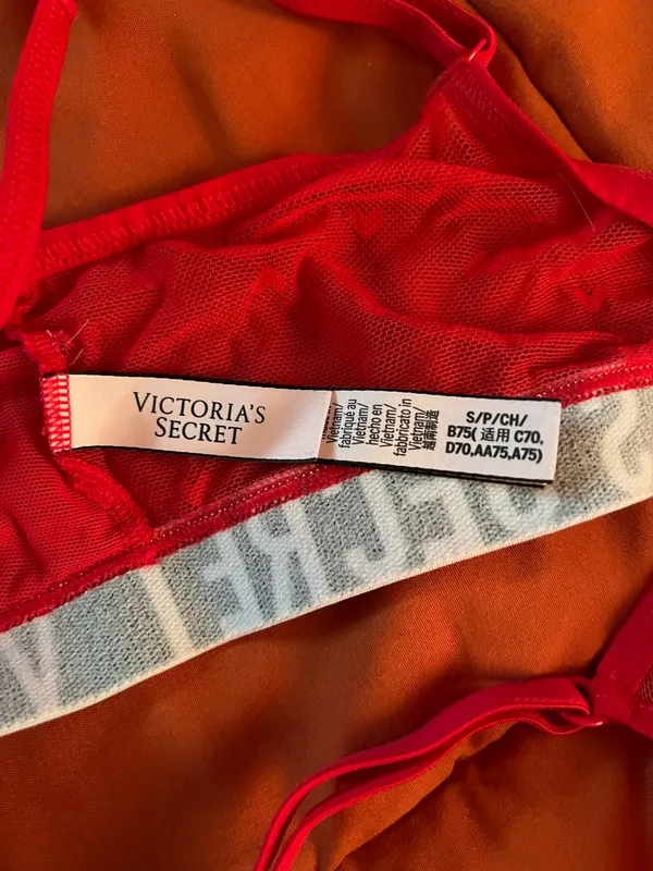 Victoria's Secret Red Mesh Bralette Hearts - Image 5
