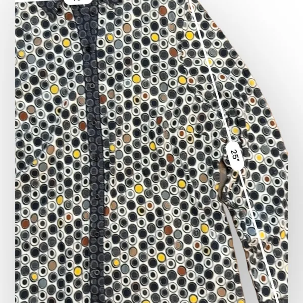 Erfo Pure Cotton Navy Blue Polka Dot‎ Button Up Blouse Top Size L - Image 5