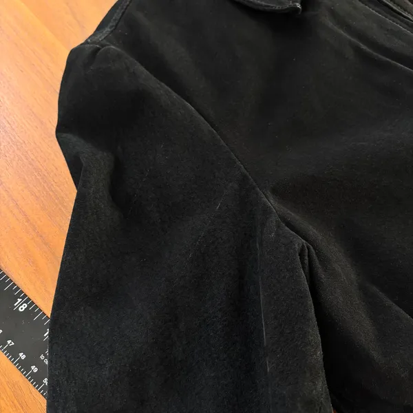 Vintage 90s Distressed Black Suede Leather Bomber Jacket Quilted Lining No Size - Image 12