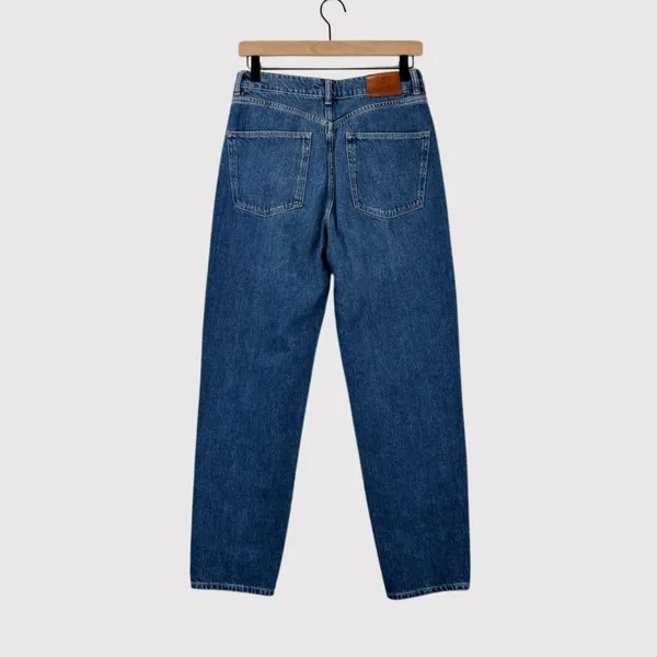 Massimo Dutti Womens Jeans Blue Denim Relaxed Fit Tapered High Rise Y2K Size 6 - Image 2