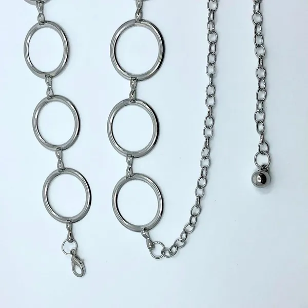 Y2K Minimalist Silver Open Circle Chain Belt, Fits 24.5–42 Inches, X7GA1229 - Image 8