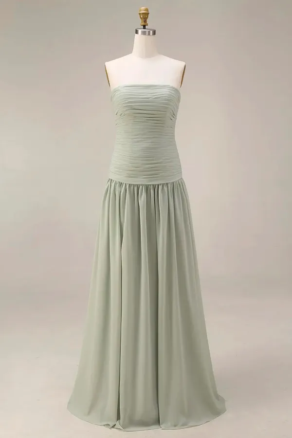 Mint Strapless Ruched Maxi Dress Green Size 2 - Image 2