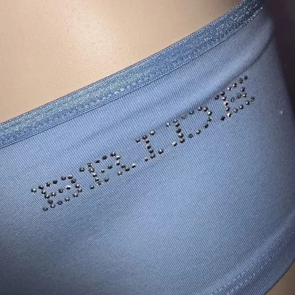 “BRIDE” Size Small Blue Bedazzled Cheeky Short New With Tags - Image 2