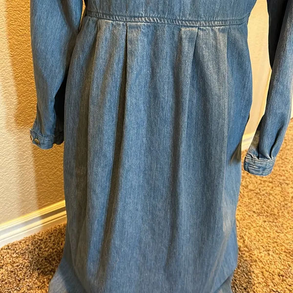 Women’s Vintage Lands' End long-sleeve denim maxi prairie dress - Image 12