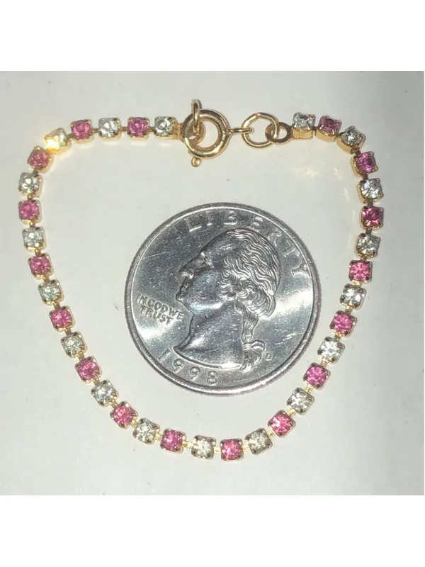 Elegant Gold Tone Pink CZ Rhinestone Bracelet - Image 4
