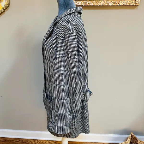 Sanctuary Anthropologie Blazer Womens XL Long Jacket Pockets Houndstooth Button - Image 6
