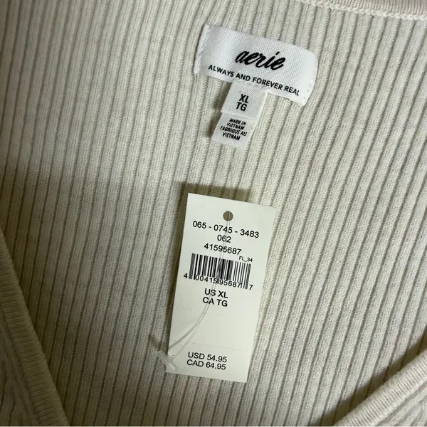 NEW Aerie Cropped Rosette Sweater Cream Size XL - Image 7