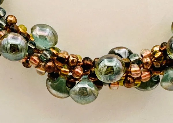 Artisan Beaded Necklace with Green and Brown Accents - Image 6