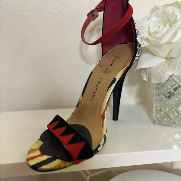 Chinese Laundry La Paz Black, White and Ginger Ankle Strap Heels - Image 5