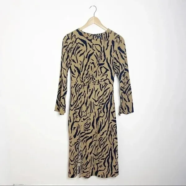Lulus On the Prowl Tiger Print Long Sleeve Midi Dress Brown Black Size S - Image 10