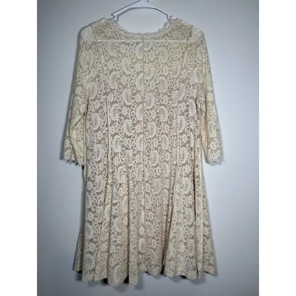 UMGEE Ivory Lace Dress 3/4 Sleeve MEDIUM Bachelorette Ethereal‎ Boho Romantic - Image 3