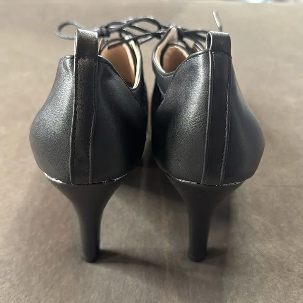 Women’s Black High Heel Lace Up Booties with Lace Detail EU40 Size 9/9.5 US NEW - Image 6