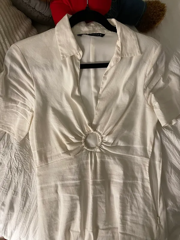 ZARA White Collared Dress - Image 2