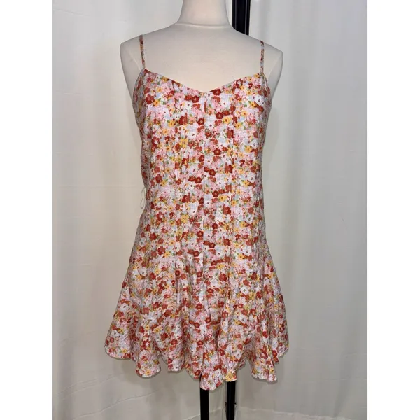 Lulus Babydoll Y2K Mini Dress Roses Floral Hippie Boho Cottage Sundress Medium - Image 11