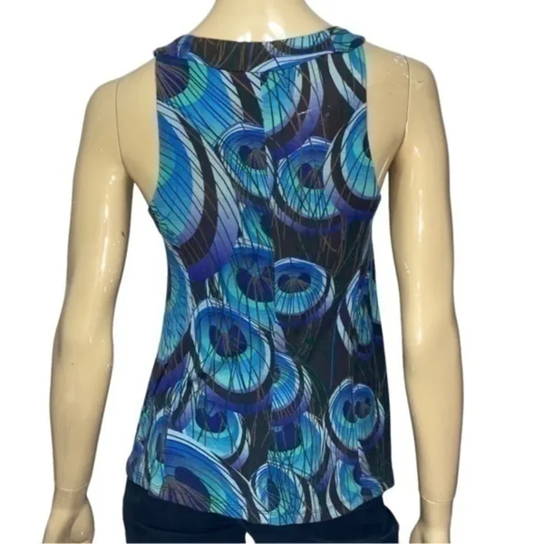 Anthropologie One September Women’s Size M Turquoise Peacock Print Tank Top - Image 4
