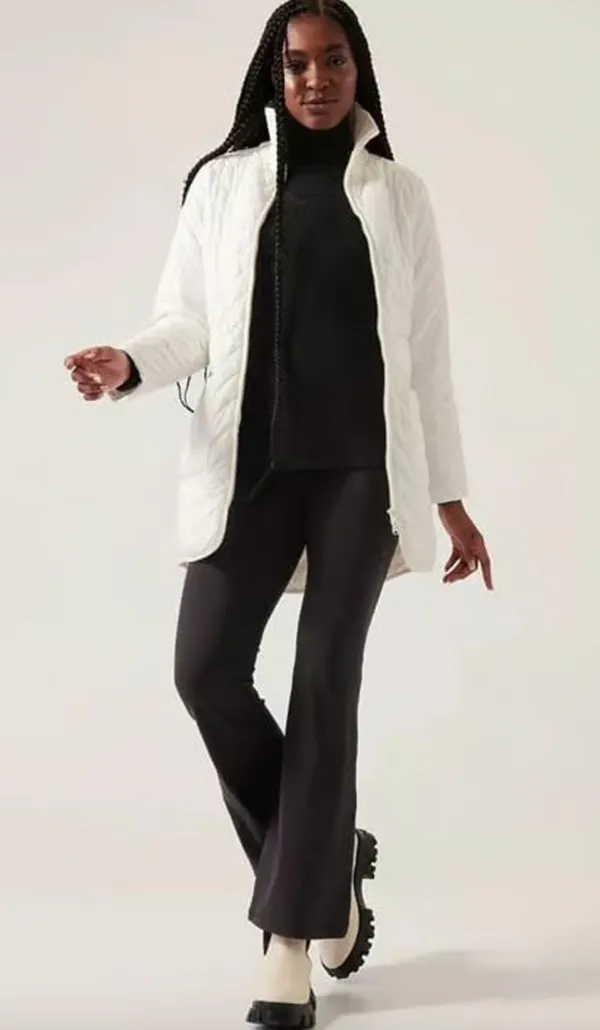 Athleta Mendocino Puffer Coat Quilted White Light Quilted Belted Size 2X NWT - Image 6