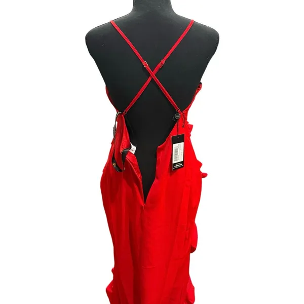 NWT Club L Red Ruffle Plunge Maxi Dress US 4 UK 8 Wedding Guest Formal Sexy - Image 14