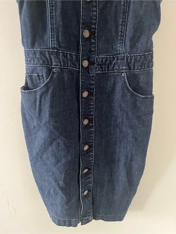 Universal Thread 100% Cotton Denim Mini Dress 8 Button Front Western Cowgirl - Image 3