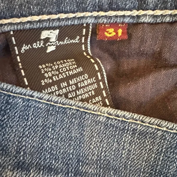 7 For All Mankind Womens Straight Leg Jeans Blue Medium Wash Sz 31 Stretch - Image 3