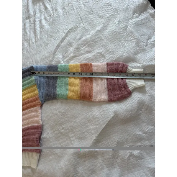 Rainbow Sweater Striped Knit Unity Colorblock Drop Shoulder Nostalgia Pride - Image 5