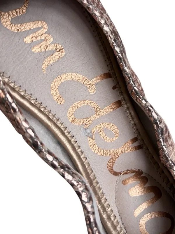 EUC Sam Edelman Leather Felicia Ballet Flats Rose Gold Snakeskin Size 10 - Image 6