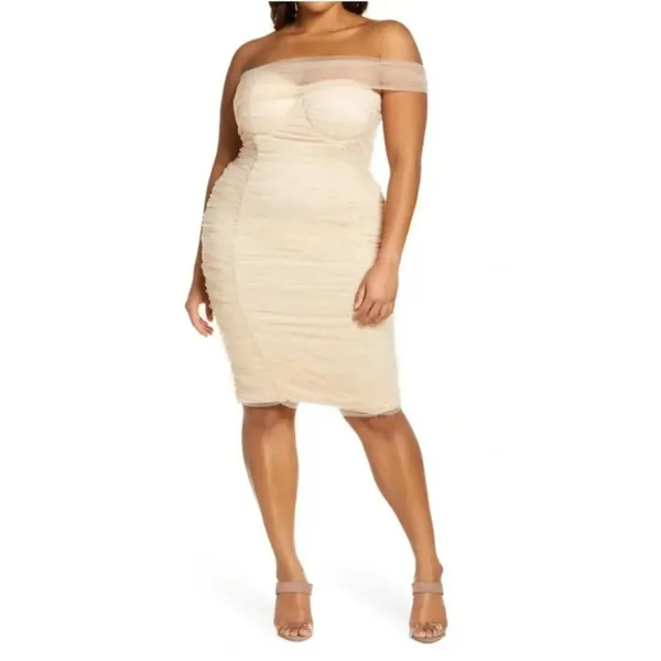 Lavish Lice NWT Ruched Off The Shoulder Sheath Dress Size UK/20, US/16 - Image 11