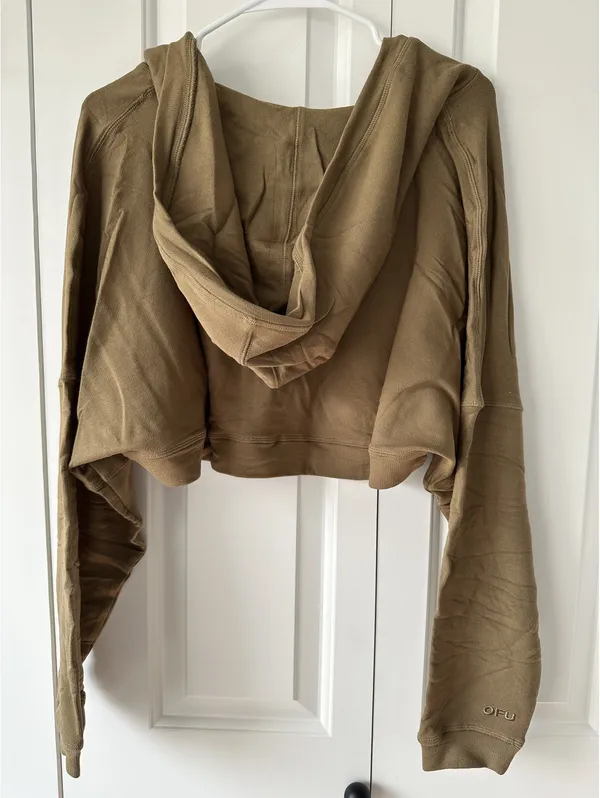 UO Soft Serve Terry Hooded Shrug Urban Outfitters Olive Small - Image 7
