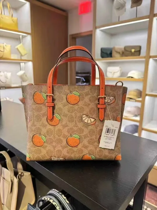 Coach Mollie Tote Bag 25 In Signature Canvas With Orange Print CBB55 - Image 8