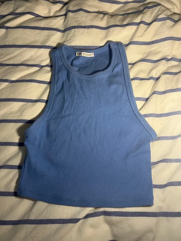 Zara blue ribbed tank top Size M - Image 2