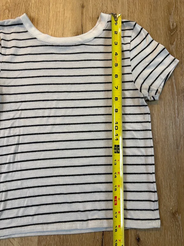 Black and White Striped Short Sleeve Top - Image 2