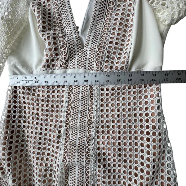 Bardot Clio Panelled Dress Womens 8 Ivory Lace V Neck Mini Coquette Bridal NWT - Image 7