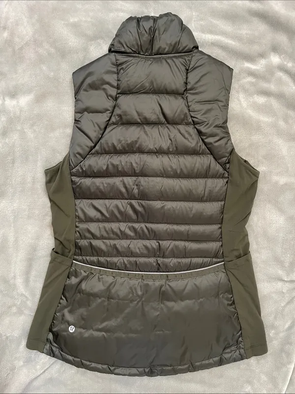 Lululemon Down For A Run II Olive Green Quilted Puffer Vest hiking run fall 12 - Image 9